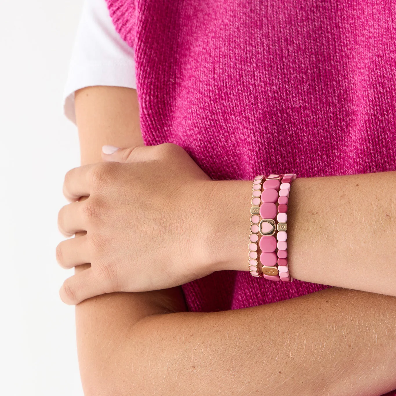 Bracelet Colorful Coeur Pourpre Octobre Rose - Image 3